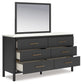 Cadmori Full Upholstered Bed with Mirrored Dresser